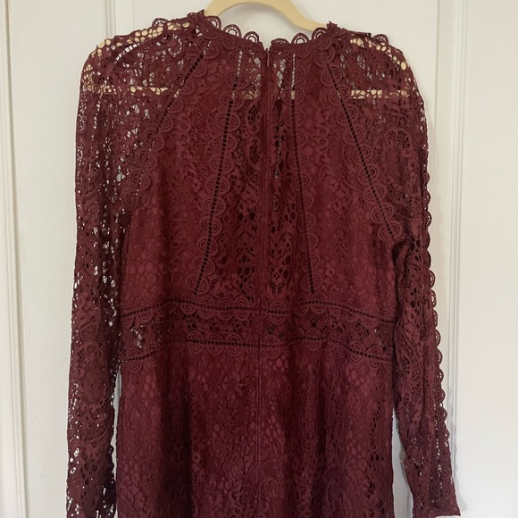 ASOS DESIGN long sleeve pencil dress in lace with geo lace trims - US 14 - Picture 9 of 11